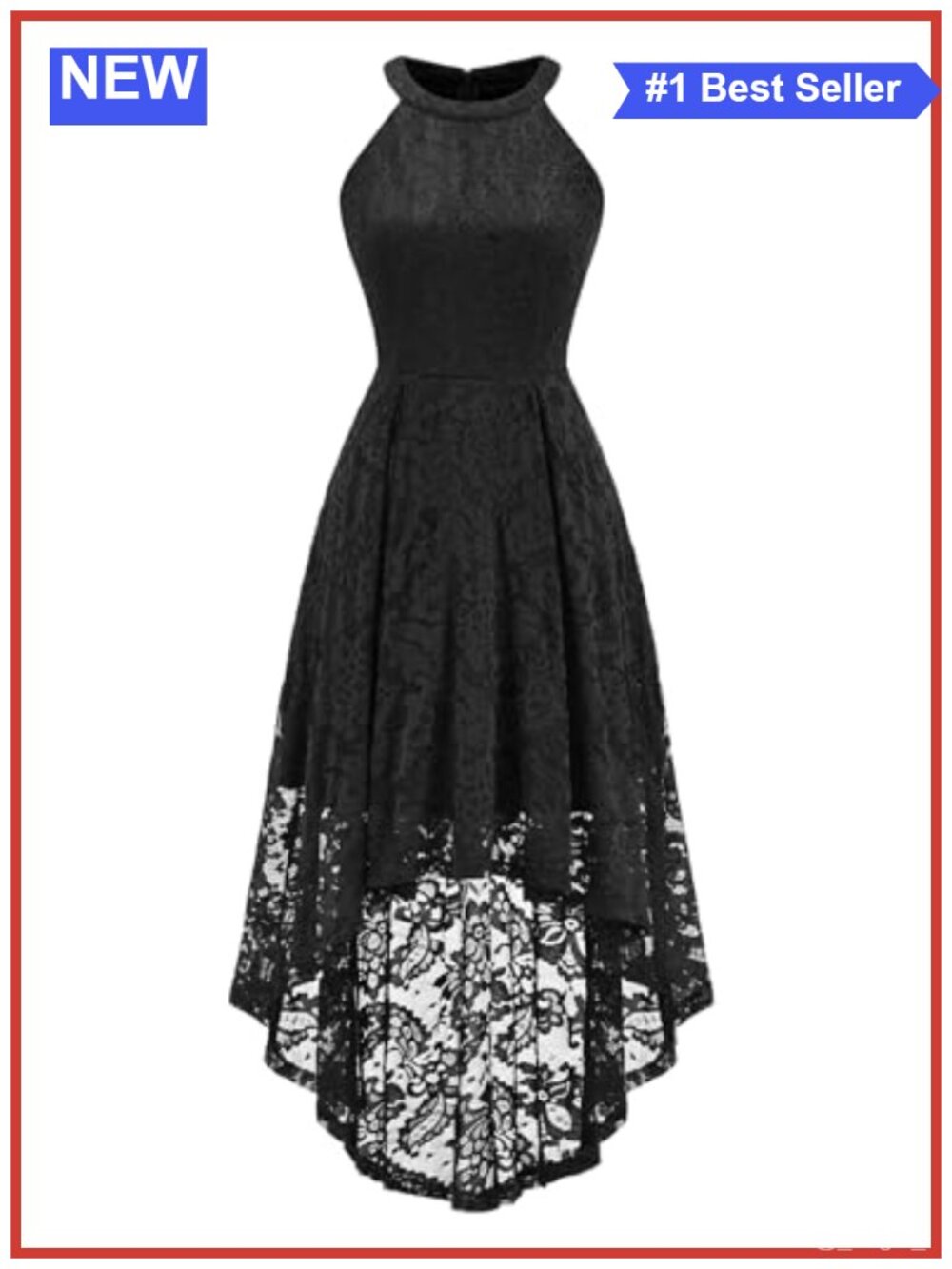 Dressystar Lace Halter Hi Low Cocktail Wedding Guest Formal Dress